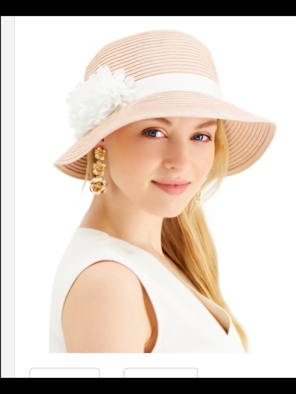 August Hat Company Women's Cream Color Wide-Brim Flower Sun Hat - NWT
